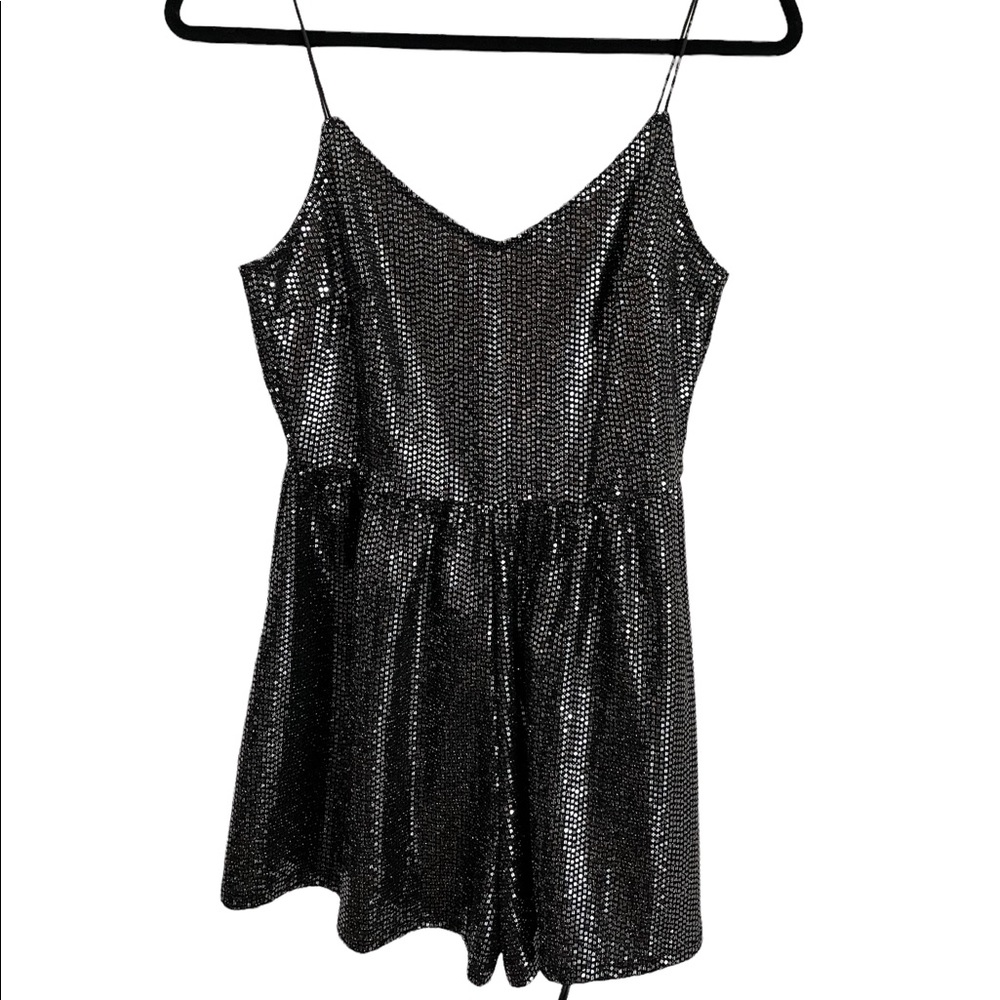 H&M Size S Black Shiny Romper (Shorts)